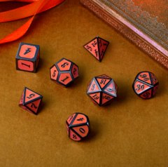 DAD545  Metal & Enamel Dice Set (7pcs) [Orange & Gunmetal]
