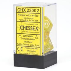 CHX23002 - Translucent Yellow W/ White 7 Dice Set