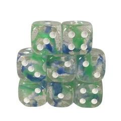 Set of 8d6 Dice - Diffusion Neptune's Treasure w/ White