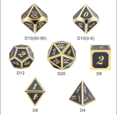 DAD536  Metal & Enamel Dice Set (7pcs) [Gray & Gold]