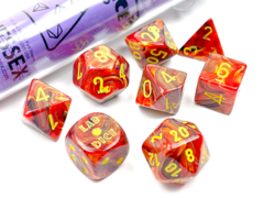 Chessex 30050 - Lab Dice - Vortex Underworld/yellow Polyhedral 7 die set