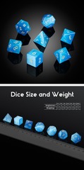 DAD809 Gemstone Dice Set (7pcs) [Blue Cat's Eye (Synthetic)]