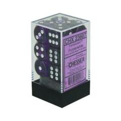 CHX23607 - Dice d6 Set: Purple with White Translucent - 16mm Six Sided Die (12) Block of Dice