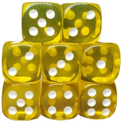 Set of 8d6 Dice - Translucent Yellow w/ White