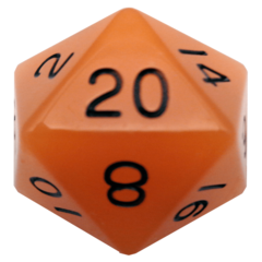 Glow in the Dark Orange 35mm Mega Acrylic d20 Dice