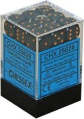 CHX25826 - Dusty Blue W/ Gold 12mm D6 Dice Set of 36