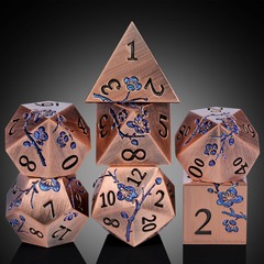 DAD712 - Metal & Enamel Dice Set (7pcs) (Sakura) [Copper & Blue]