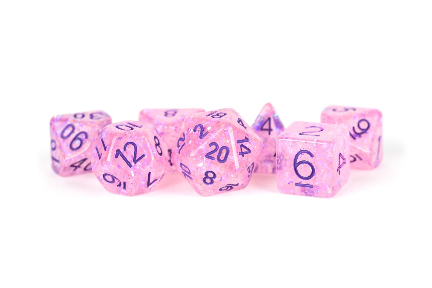 16mm Resin Flash Dice Poly Dice Set: Pink
