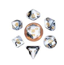 Mini Polyhedral Dice Set - Marble w/Gold Numbers