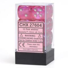 CHX27604 - Dice d6 Set: Pink with Silver - 16mm(12) Block of Dice