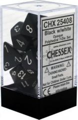 CHX25408 - Opaque Black W/ White 7 Dice Set