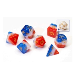 SIRIUS DICE RED, WHITE, & BLUE SEMI-TRANSPARENT 7 DIE SET