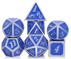 DAD513 - Metal & Enamel Dice Set (7pcs) [Azure & Silver]