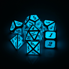 DAD539  Metal & Enamel Dice Set (7pcs) [Blue Glow in Dark]