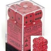 CHX25614 - Dice d6 Set: Red/Black - 16mm (12) Block of Dice