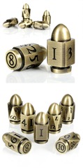 DAD694 Metal & Enamel Dice Set (7pcs) (Bullet) [Brass]