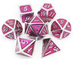 DAD508 - Metal & Enamel Dice Set (7pcs) [Magenta & Silver]