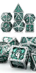 DAD665 Metal & Enamel Dice Set (7pcs) (Reaper) [Green]