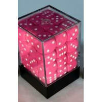 CHX25844 - Opaque Pink/white 12mm D6 - 36 Die Set