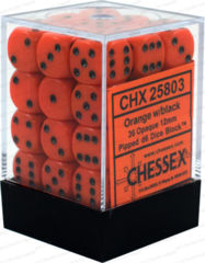 CHX25803 - Opaque Orange W/ Black 12mm d6 36 Dice Block