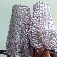 Kittensoft Chainmail Large Dice Bag With Leather String (LR/LC-A) Bright Aluminum With Black Strap