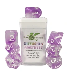 Set Of 7 Dice - Diffusion Amethyst/White