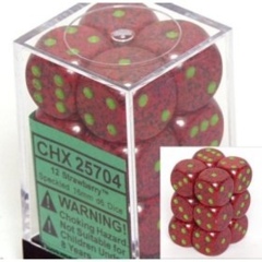 CHX25704 - Dice d6 Set: Strawberry - 16mm (12) Block of Dice
