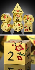 DAD706 Metal & Enamel Dice Set (7pcs) (Sakura) [Gold & Red]