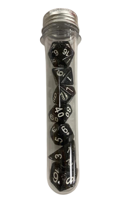 DAD048 - Resin Dice Set (7pcs) - Glitter Black