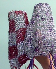 Kittensoft Chainmail Large Color Dice Bag With Leather String (LR/LC-A/C) Aluminum Color Silver with Pink or Silver with Blue