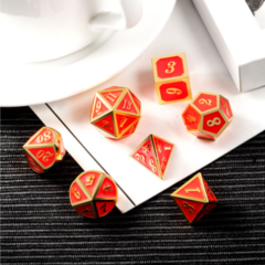 DAD558 - Metal & Enamel Dice Set (7pcs) [Red Glow in the Dark]