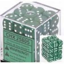 CHX25805 - Green/White 12mm d6 Dice Block