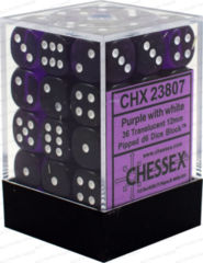 CHX23807 - Translucent Purple W/ White 12mm d6 36 Dice Block
