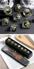 DAD652 Sharp Edge Dice Set (7pcs) (Dragon Eye) [Green]