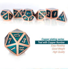 DAD554 - Metal & Enamel Dice Set (7pcs) [Teal & Copper]