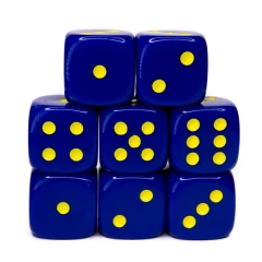 Set of 8d6 Dice - Opaque Dark Blue w/ Gold Set