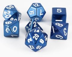 Metal D&D Blue Dice with White Numbers
