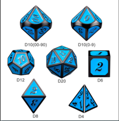 DAD535  Metal & Enamel Dice Set (7pcs) [Sky & Gunmetal]
