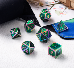 DAD531  Metal & Enamel Dice Set (7pcs) [Green Iridescence]