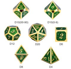 DAD528 - Metal & Enamel Dice Set (7pcs) [Green Glitter]
