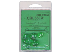 CHX23055 - Mini Translucent Green With White Polyhedral 7 Die Set