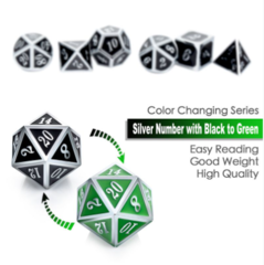 DAD562  - Metal & Enamel Dice Set (7pcs) [Shift Green & Silver]