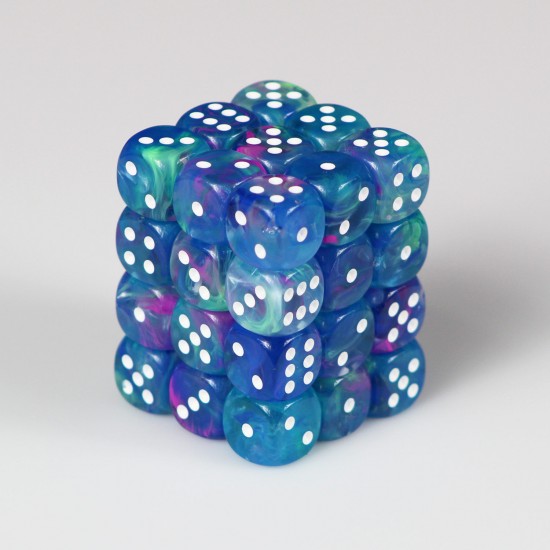 CHX27946 - Waterlily /white 12mm d6 36 Dice Block