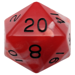 Red/White with Black Numbers 35mm Mega Acrylic d20 Dice