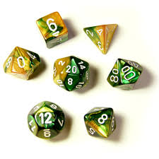Chessex 26425 Gemini Polyhedral 7-Die Set Gold-Green/White