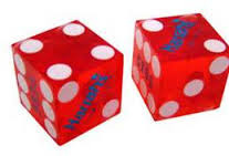 2 Casino Dice Translucent Red