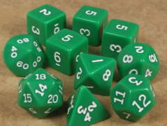 Koplow - Polyhedral - Green and White 10 Dice Set in Tube