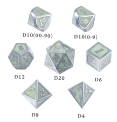 DAD538 - Metal & Enamel Dice Set (7pcs) [Green Glow in Dark]