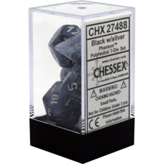 CHX27488 - Phantom Black/Silver Polyhedral 7 Dice Set