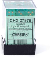 CHX27975 - Luminary Light Green/Silver 12mm d6 Dice Block (36 Dice)